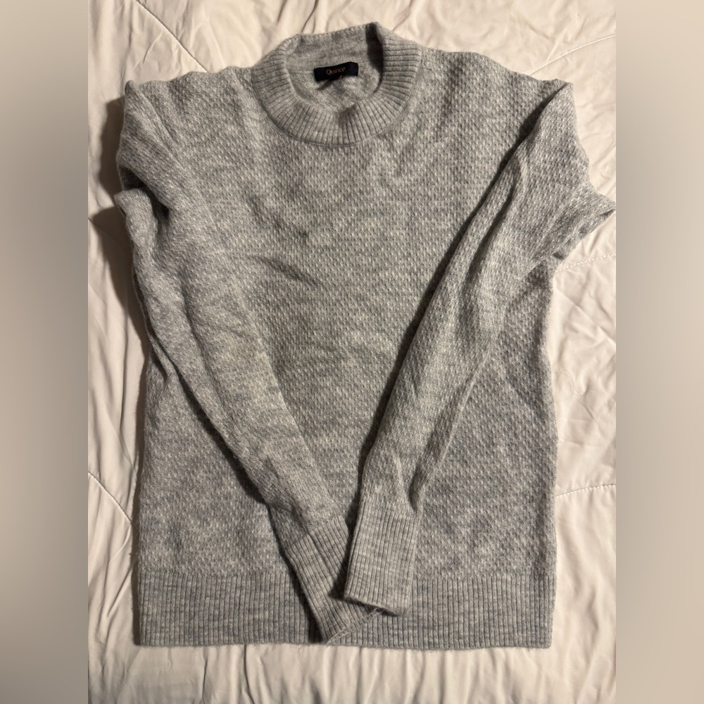 Quince Baby Alpaca-Wool Diamond Stitch Crew (Light Grey)